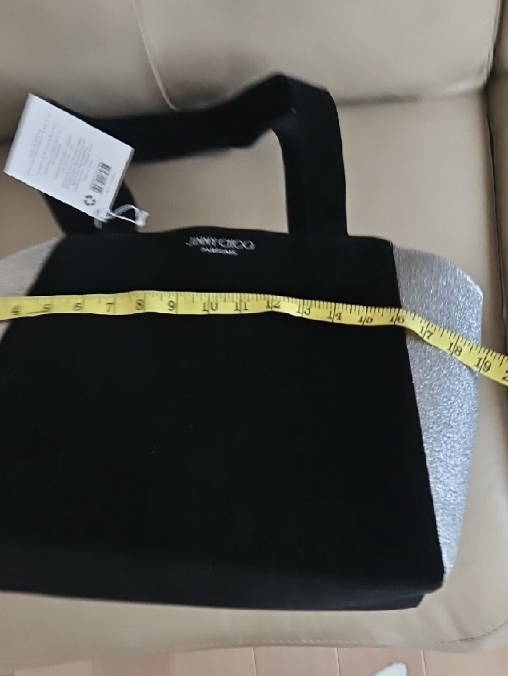 Nwt Jimmy Choo Black Tote with Silver Side Panels - Picture 9 of 10